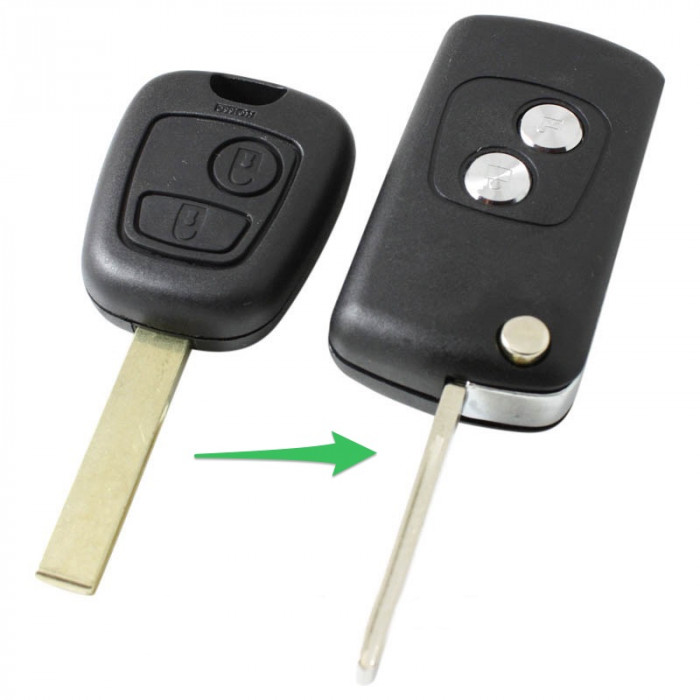 Citroën 2-Tasten-Klappschlüssel - Schlüsselblatt gerade mit Einkerbung Seite (Umbausatz) main product photo