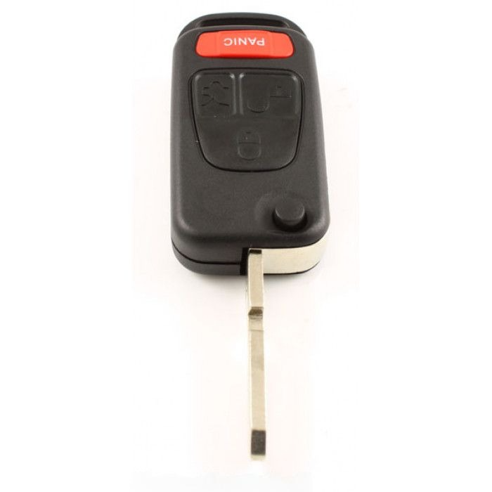 Mercedes 3-Tasten-Klappschlüssel mit Paniktaste - Schlüsselblattspitze mit Kerbe main product photo