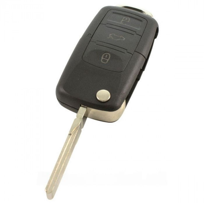 Skoda 3-Tasten-Klappschlüssel mit Paniktaste - Schlüsselblatt gerade mit seitlicher Kerbe main product photo