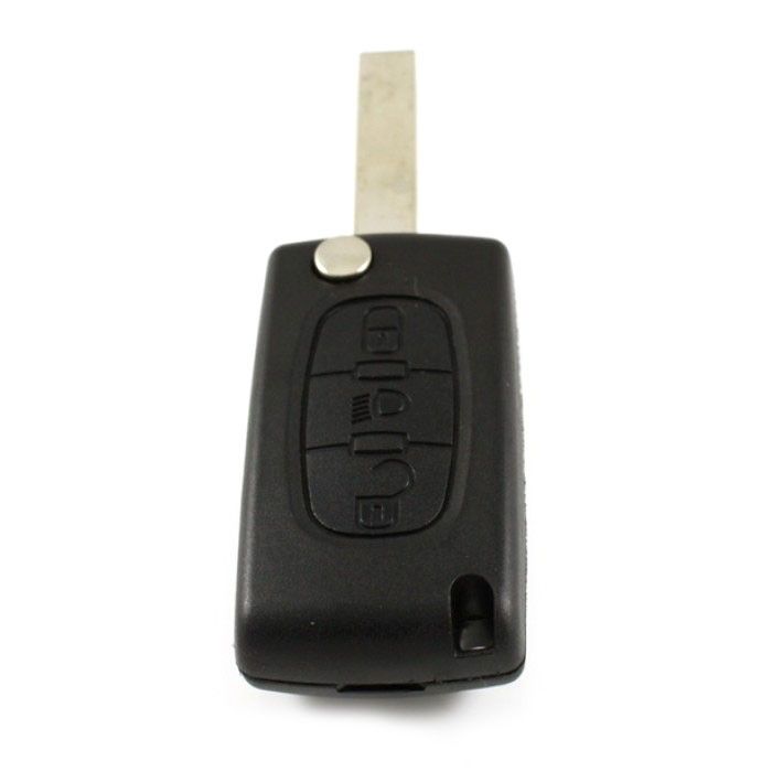 Citroën 3-Tasten-Klappschlüssel - Schlüsselblatt gerade mit Einkerbung Seite - Batterie auf Chip main product photo