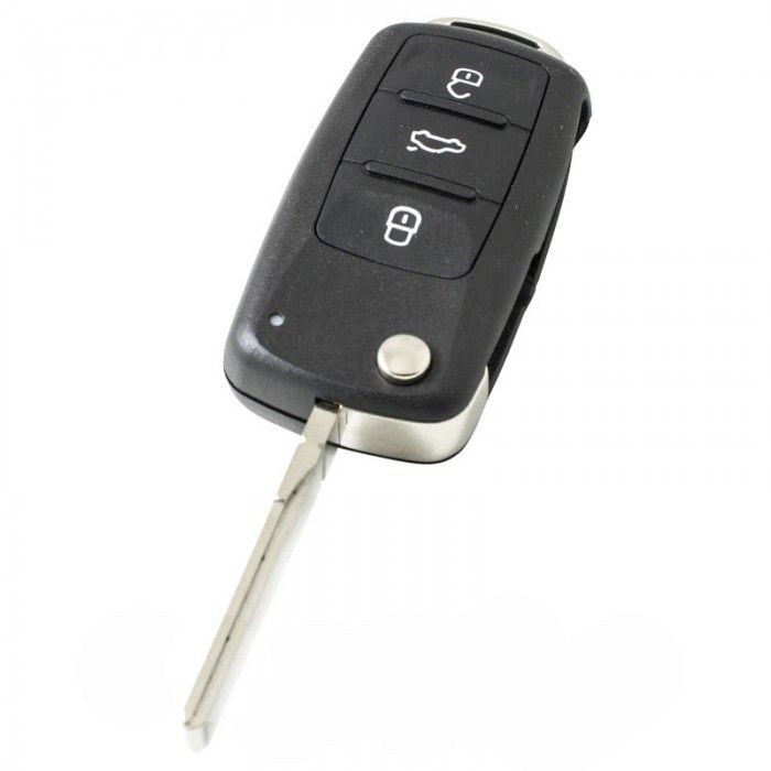 Skoda 3-Tasten-Klappschlüssel - Schlüsselblatt gerade mit Einkerbung Seite (neues Modell) main product photo