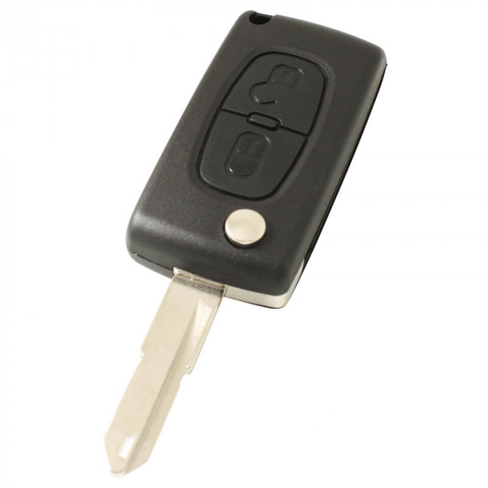 Peugeot 2-Knopf-Klappschlüssel - Schlüsselblattspitze mit Öffnung - Batterie auf Chip main product photo