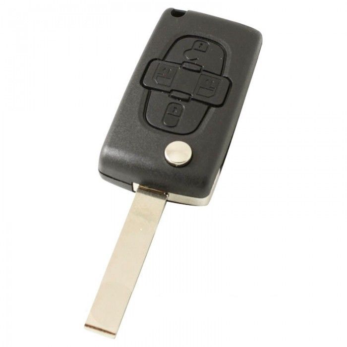 Lancia 4-Tasten-Klappschlüssel - Schlüsselblatt gerade mit Kerbe Seite - Batterie auf Chip main product photo