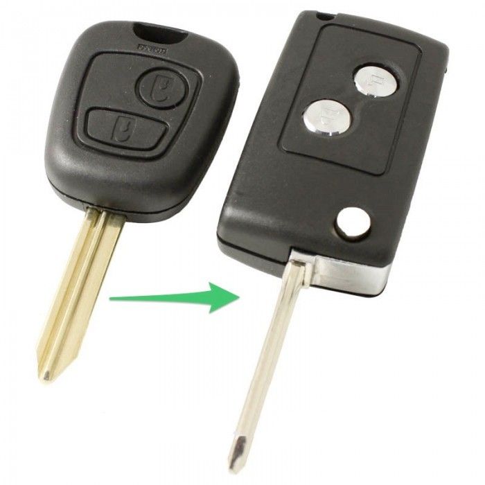 Citroën 2-Knopf-Klappschlüssel - Schlüsselblattkreuz mit Spitze (Umbausatz) main product photo