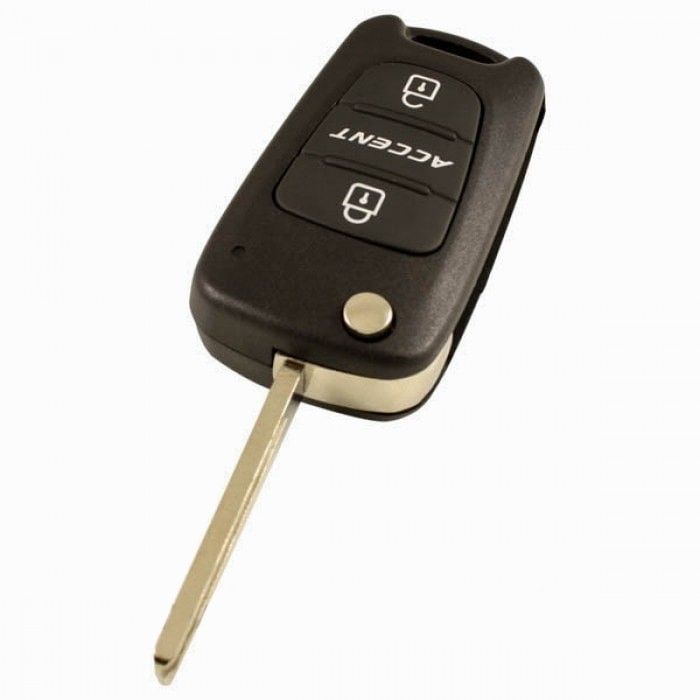 Hyundai 3-Tasten Accent Klappschlüssel - Schlüsselblatt gerade mit Kerbe Seite main product photo