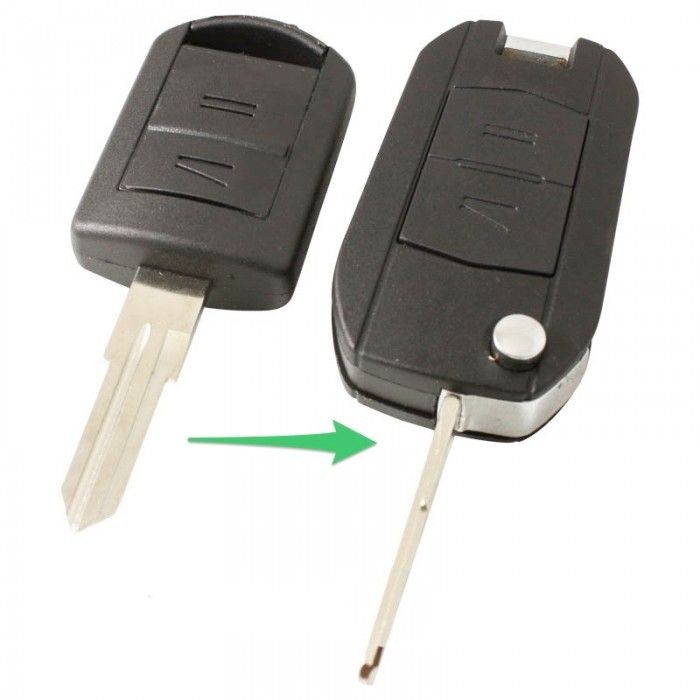Opel 2-Tasten-Klappschlüssel - Schlüsselblattaussparung links (Umbausatz) main product photo