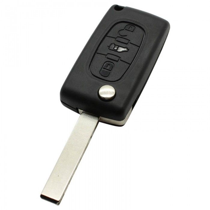 Fiat 3-Tasten-Klappschlüssel - Schlüsselblatt gerade Kerbung Seite - Batterie im Gehäuse - Drucktaste für den Kofferraum main product photo