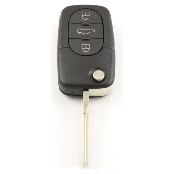 Audi 3-Tasten-Klappschlüssel mit Paniktaste - Schlüsselblatt gerade - CR1616 Batterieversion main product photo