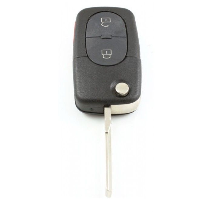 Audi 2-Tasten-Klappschlüssel mit Paniktaste - Schlüsselblatt gerade - CR2032 Batterieversion main product photo