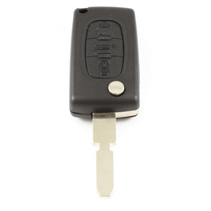 Citroën 3-Tasten-Klappschlüssel - Schlüsselblattspitze mit Kerbe in der Mitte - Batterie im Gehäuse - Druckknopf für den Kofferraum main product photo