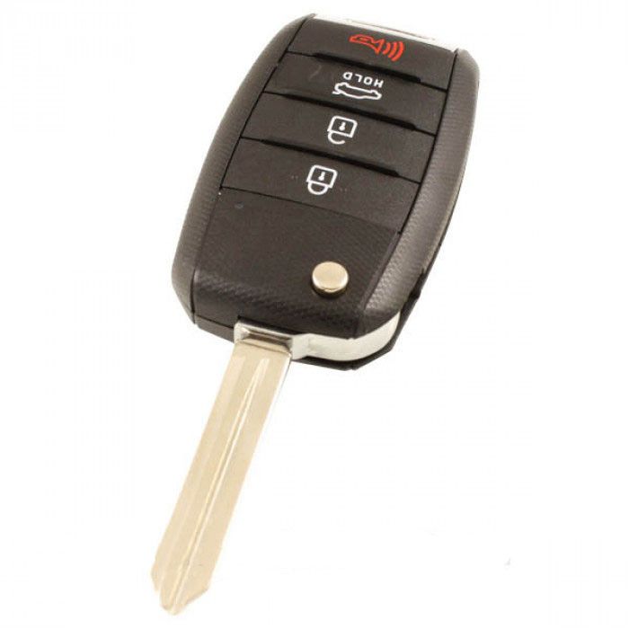Kia 4-Tasten-Klappschlüssel mit Paniktaste - Schlüsselblatt gerade mit Kerbe main product photo