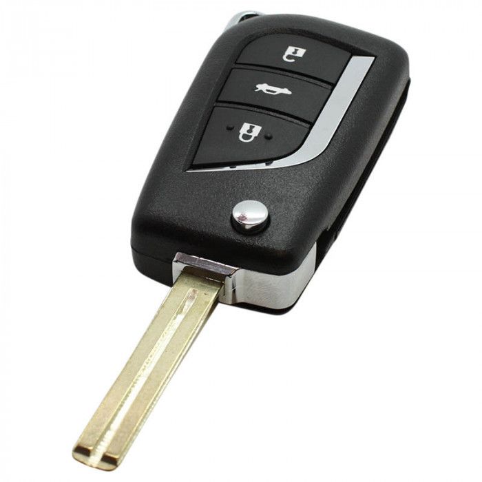 Toyota 3-Tasten-Klappschlüssel - Schlüsselblatt gerade mit Kerbe in der Mitte (Modell 2) main product photo