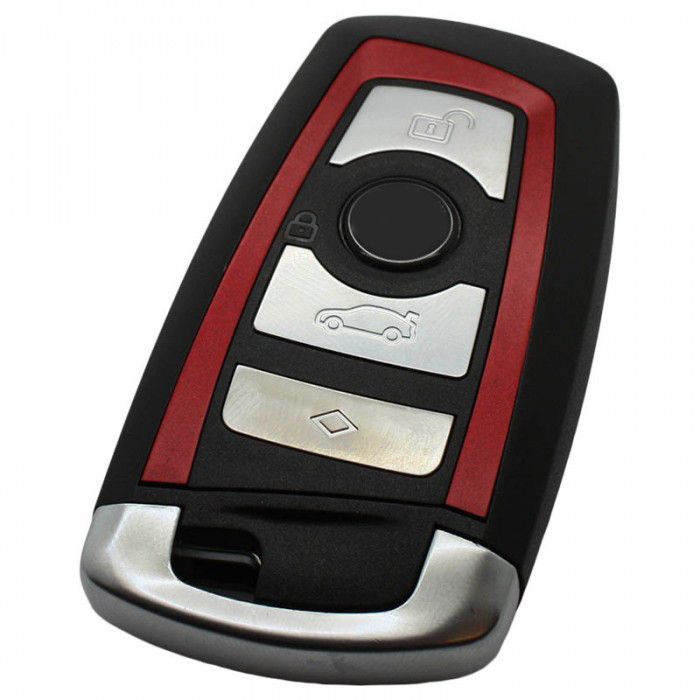 BMW 4-Tasten Smart Key Gehäuse (rot gestreift) - u.a. für 5er und 7er Reihe main product photo