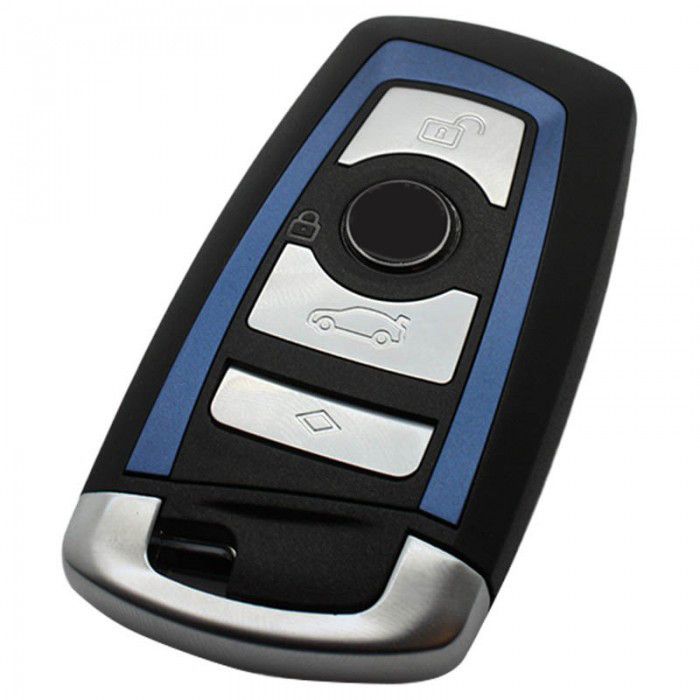 BMW 4-Tasten Smart Key Gehäuse (blau gestreift) - u.a. für 5er und 7er Reihe main product photo