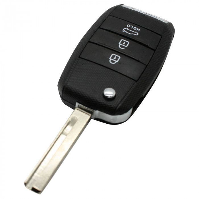 Kia 3-Tasten-Klappschlüssel - Schlüsselblatt gerade mit Kerbe rechts main product photo