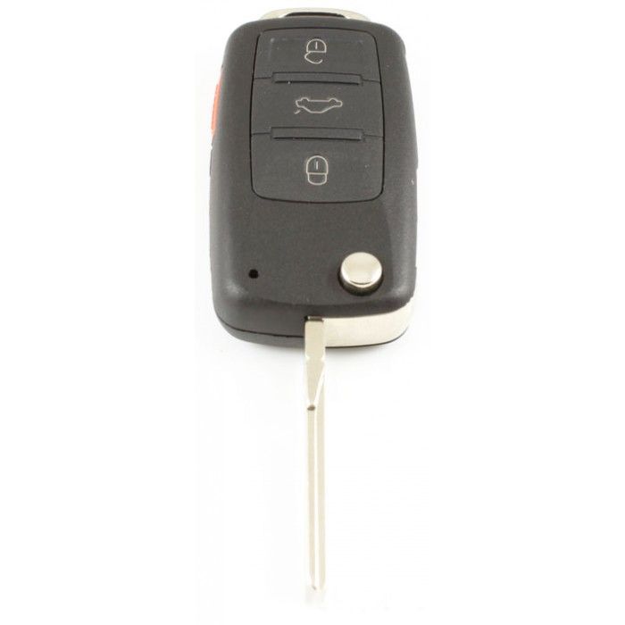Volkswagen Touareg 3-Tasten-Klappschlüssel mit Paniktaste - Schlüsselblatt gerade mit Kerbseite main product photo
