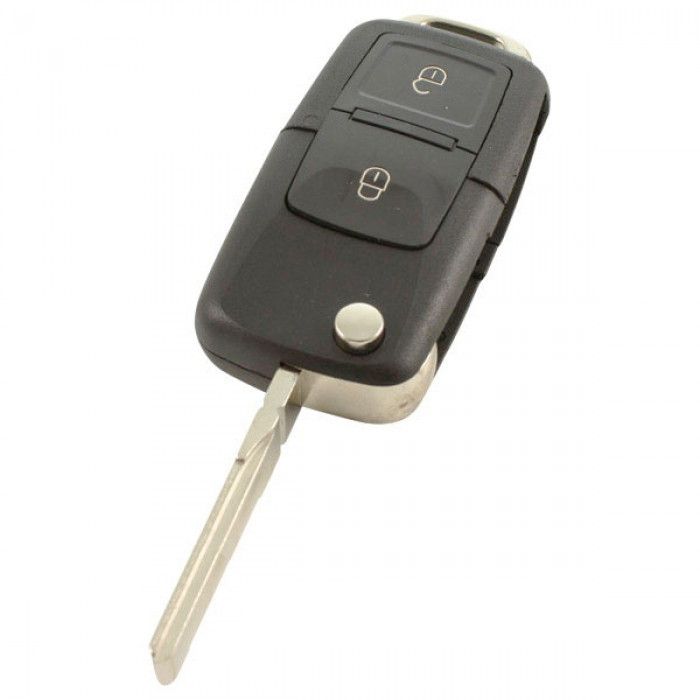 Skoda 2-Tasten-Klappschlüssel mit Paniktaste - Schlüsselblatt gerade mit seitlicher Einkerbung main product photo