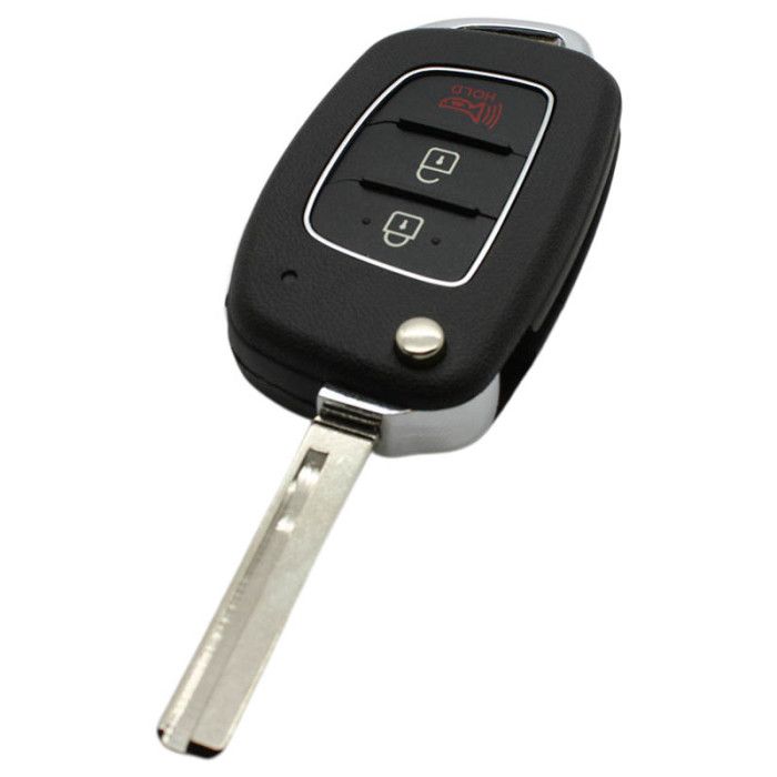 Hyundai 2-Tasten-Klappschlüssel mit Paniktaste - Schlüsselblatt gerade mit Kerbe rechts main product photo