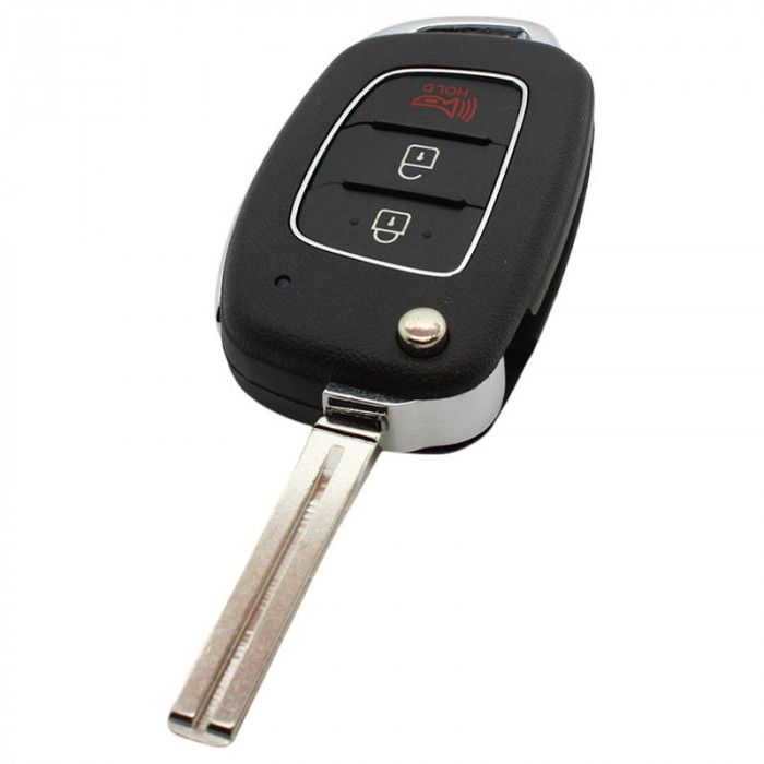 Hyundai 2-Tasten-Klappschlüssel mit Paniktaste - Schlüsselblatt gerade mit Kerbe main product photo