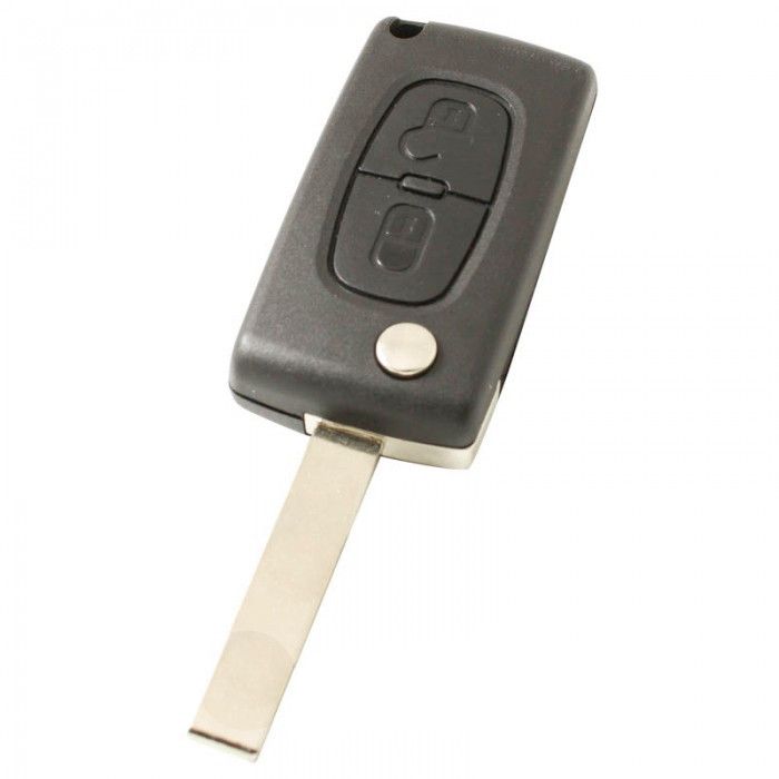 Citroën 2-Tasten-Klappschlüssel - Schlüsselblatt gerade mit Einkerbung Seite mit Elektronik 433MHZ - PCF7941 Transponder - Batterie auf Chip main product photo