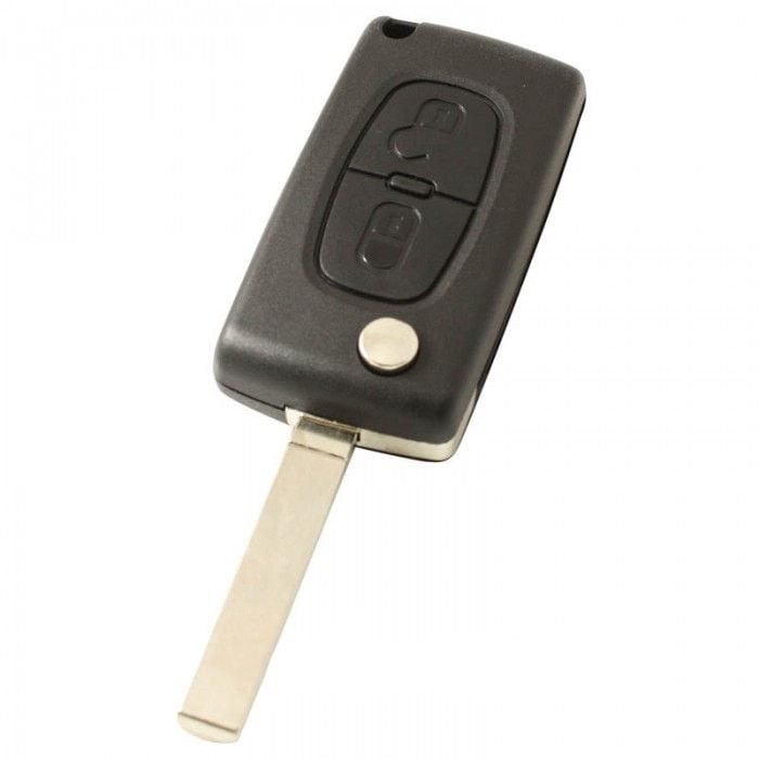 Citroën 2-Tasten Klappschlüssel - Schlüsselblatt gerade mit Elektronik 433MHZ - PCF7941 Transponder - Batterie auf Chip main product photo