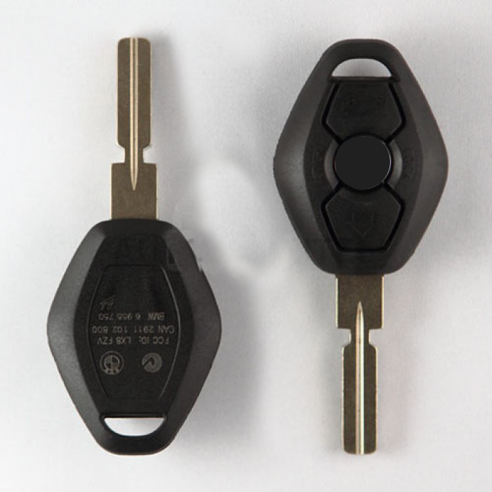 BMW 3-Tasten-Schlüsselgehäuse - Schlüsselblatt gerade mit Kerbmitte mit Elektronik 434MHZ - 7935 Transponder main product photo