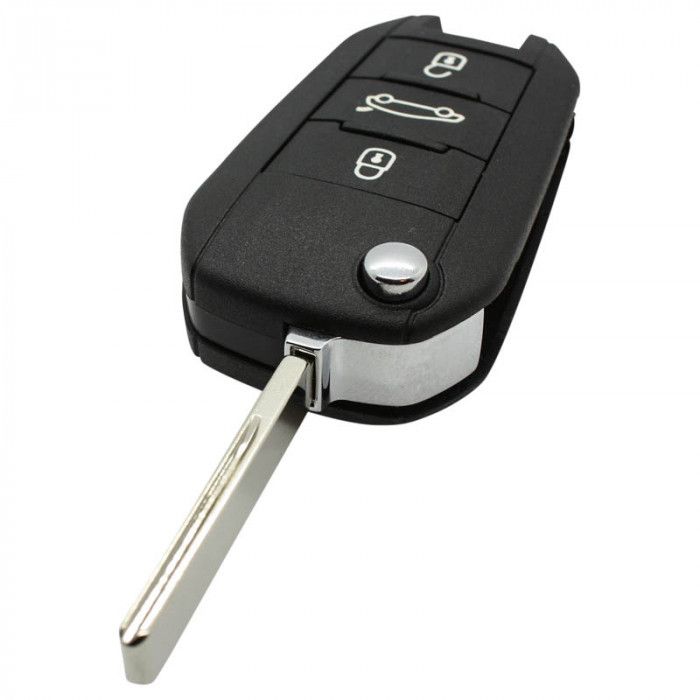 Citroën 3-Tasten-Klappschlüssel - Schlüsselblatt gerade mit Kerbseite mit Elektronik 433MHZ - ID46 Transponder main product photo