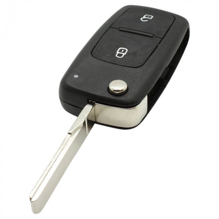 Volkswagen 2-Tasten-Klappschlüssel - Schlüsselblatt gerade mit Kerbe mit Elektronik 433MHZ - ID48 Transponder main product photo