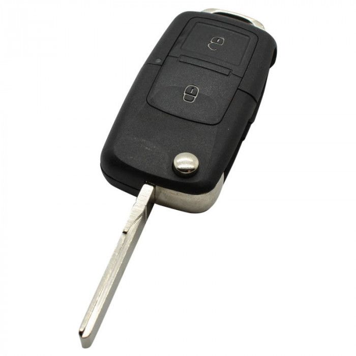 Sitz 2-Tasten Klappschlüssel - Schlüsselblatt gerade mit Kerbe mit Elektronik 433MHZ - ID48 Transponder - 1JO959753AG main product photo