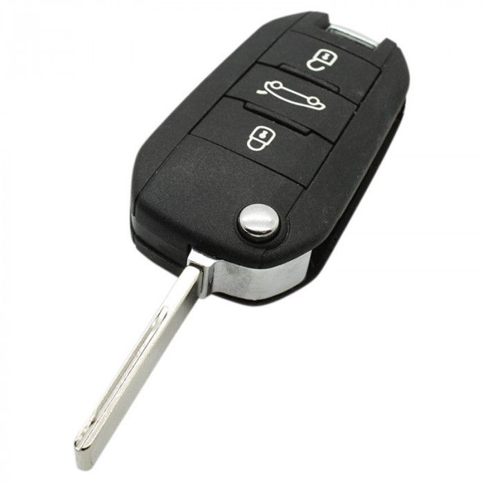 Peugeot 3-Tasten-Klappschlüssel - Schlüsselblatt gerade mit Kerbseite mit Elektronik 434MHZ - PCF7941 - Hitag 2 Transponder main product photo