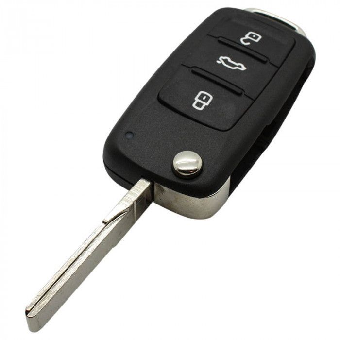 Skoda 3-Tasten Klappschlüssel - Schlüsselblatt gerade mit Kerbe mit Elektronik 434 MHZ - ID48 Transponder - 3T0837202H main product photo