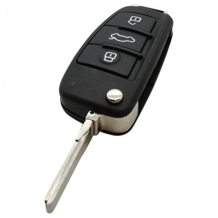 Audi 3-Tasten Klappschlüssel - Schlüsselblatt gerade mit Elektronik 433MHZ - ID48 Transponder - 8E0 837 220Q - 220K - 220D main product photo
