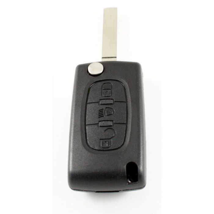 Citroën 3-Tasten-Klappschlüssel - Schlüsselblatt gerade - Batterie im Gehäuse - Druckknopf für Beleuchtung main product photo