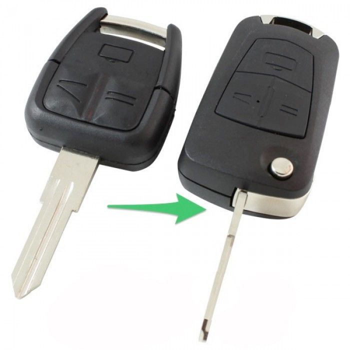 Opel 3-Tasten-Klappschlüssel - Schlüsselblattspitze Kerbe rechts (Umbausatz) main product photo