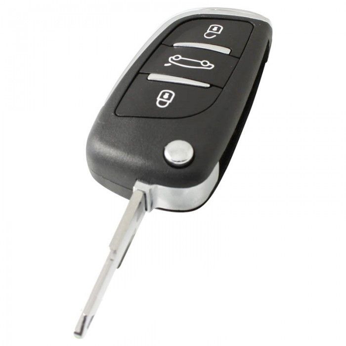 Peugeot 3-Knopf-Klappschlüssel - Schlüsselblattspitze mit Öffnung - Batterie im Gehäuse main product photo