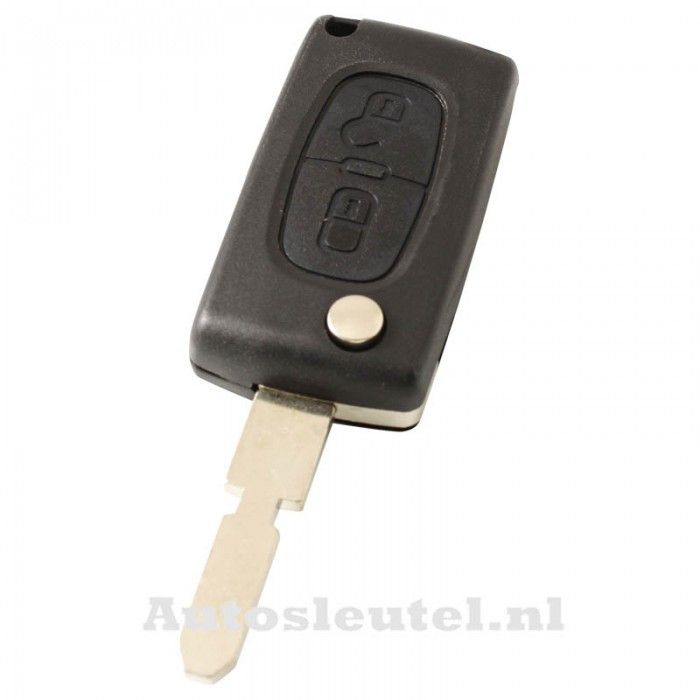 Peugeot 2-Tasten-Klappschlüssel - Schlüsselblattspitze mit Kerbe in der Mitte - Batterie auf Chip main product photo