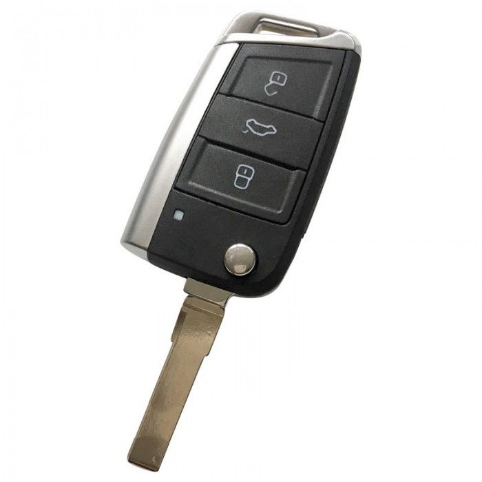 Volkswagen 3-Tasten-Klappschlüssel - Schlüsselblatt gerade mit Kerbseite (oa Golf 7) main product photo