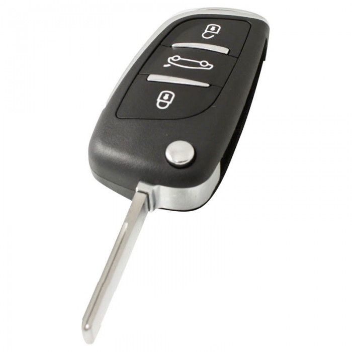 Citroën 3-Tasten-Klappschlüssel - Schlüsselblatt gerade Kerbung Seite - Batterie im Gehäuse main product photo