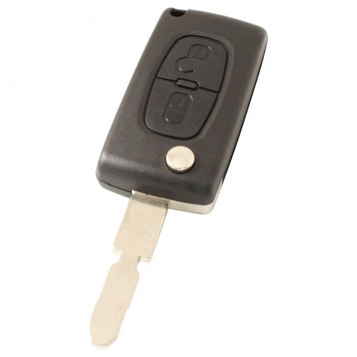 Citroën 2-Tasten-Klappschlüssel - Schlüsselblattspitze mit Kerbe in der Mitte - Batterie auf Chip main product photo